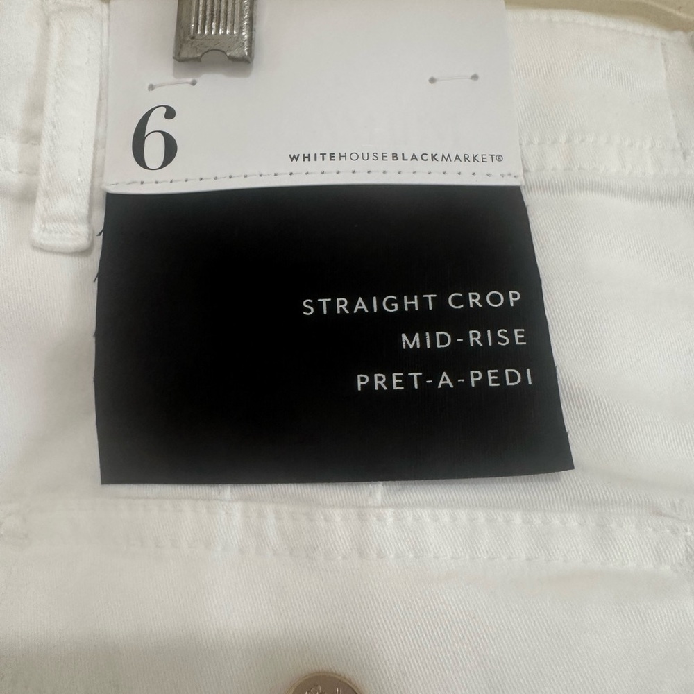 White House Black Market  White mid-rise size 6 straight cropped pants. NWT - Picture 14 of 16